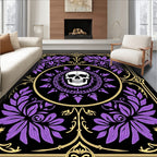 Purple Floral Skull Medallion Rug