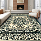 Dark Green Ornate Floral Mandala Rug