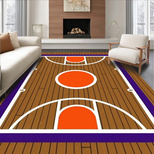 Basketball Court Wood Grain Orange Rug