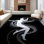 Dynamic White Silhouette Swirl Rug