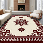 Ornate Crimson Eight Petal Bloom Rug