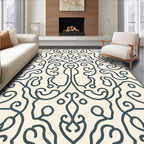Cream Organic Swirl Scrollwork Rug