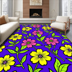 Vibrant Yellow Pink Floral Garden Rug