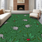 Grey Elephants and Holly Berries Rug