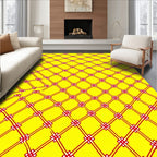 Bold Yellow Red Lattice Rug