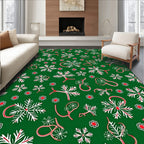 Green Red White Snowflake Garland Rug