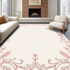 Ornate Blush Floral Vine Borders Rug