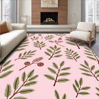 Pink Spruce Branches Botanical Repeat Rug