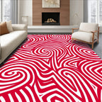 Crimson Curve Abstract Rug