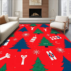Festive Red Christmas Tree Collection Rug