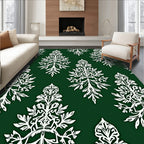 Emerald Green Ornate Floral Medallions Rug