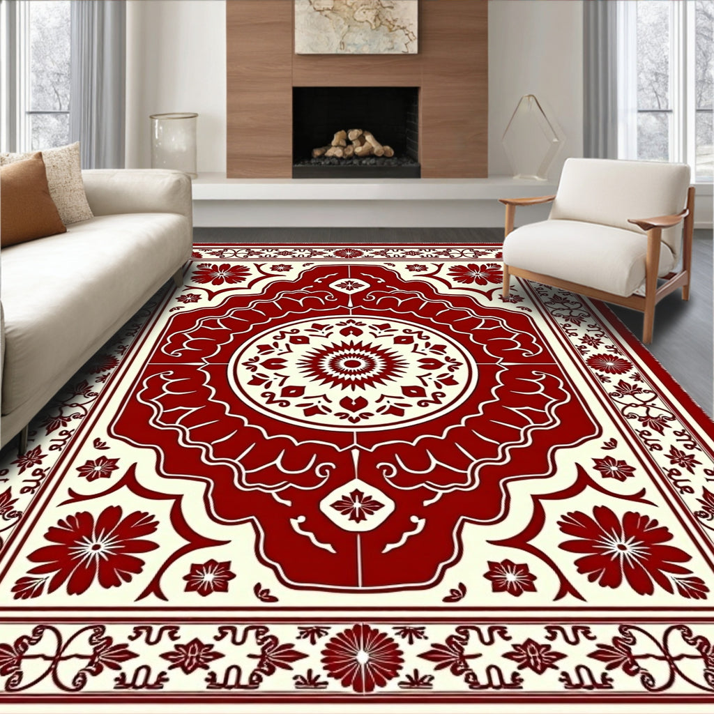 Crimson Floral Medallion Palace Rug