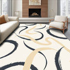 Minimalist Brushstroke Swirls Cream Rug
