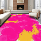 Vibrant Pink Golden Circles Splash Rug