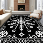 Bold Black White Snowflake Star Rug