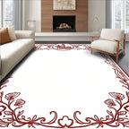 Crimson Floral Border with Vignette Rug