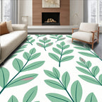 Minimalist Green Leaf Botanical Backdrop Rug