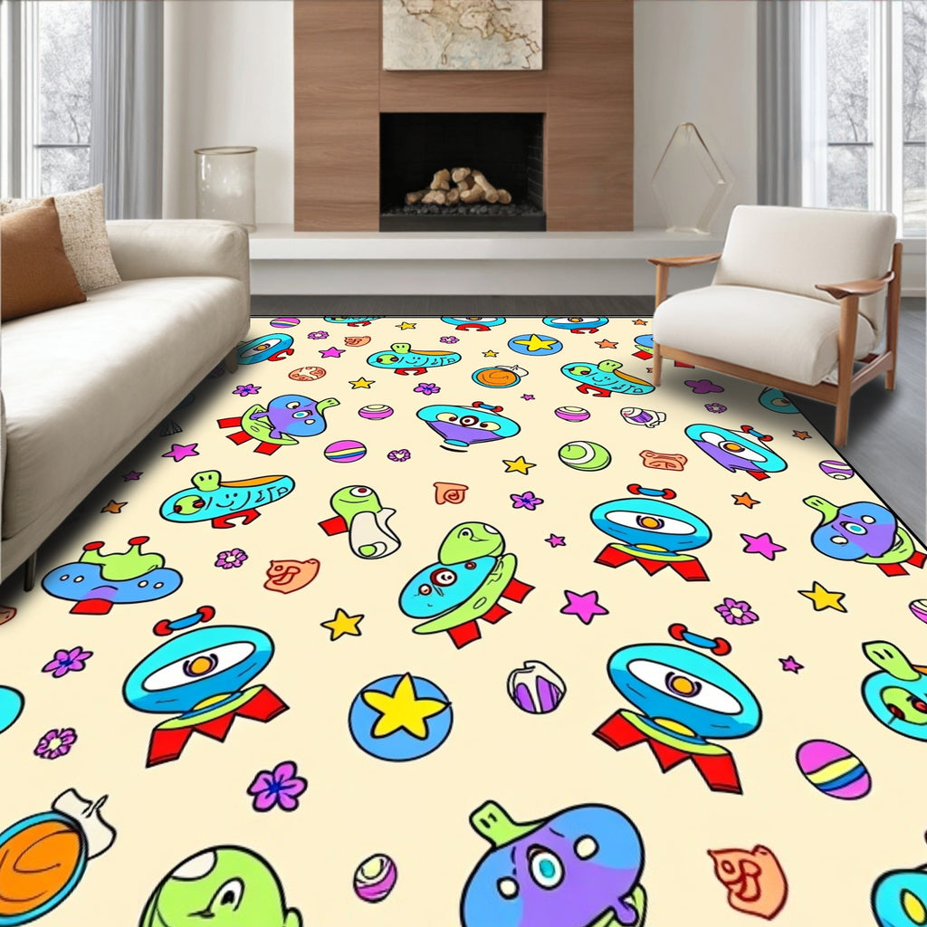Whimsical Alien Space Creatures Collection Rug