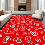 Bold Red Swirl Organic Field Rug