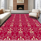 Crimson damask ornate floral Rug