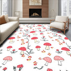 Whimsical Red Mushroom Garden Flora Rug