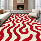 Bold Red Organic Swirl Rug