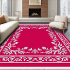 Vibrant Fuchsia Floral Border Rug