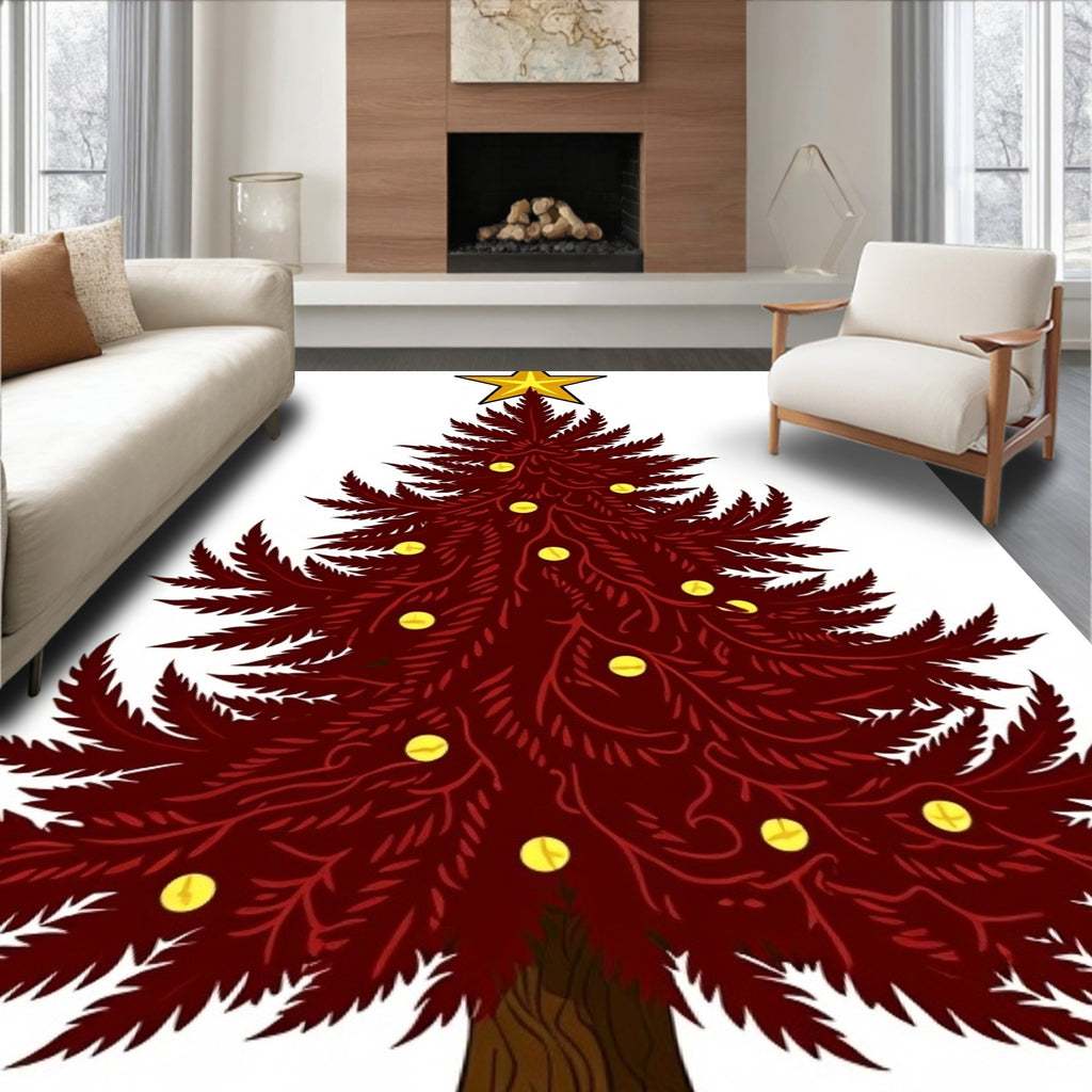 Crimson Fern Tree Gold Star Topper Rug