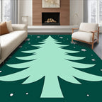 Festive Teal Snowfall Christmas Tree Rug