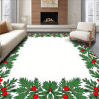 Green Pine Berry Border Rug