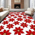 Vibrant Red Flower Explosion Rug