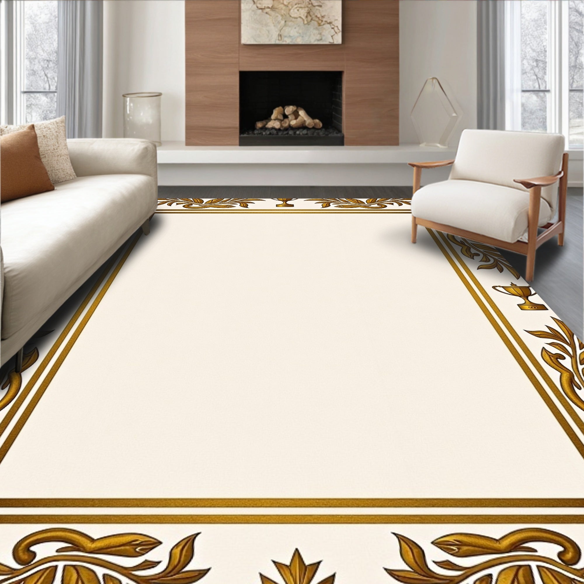 Golden Laurel Trophy Border Rug