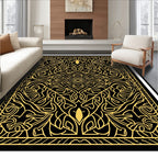 Ornate Gold and Black Mandala Rug