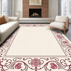 Vintage Pink Rose Scroll Border Rug