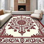 Dark Red Floral Medallion Border Rug