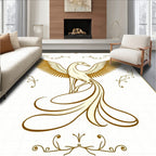 Golden Phoenix Swirling Tail Art Rug