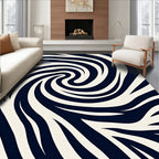 Bold Navy Swirl Animal Print Rug