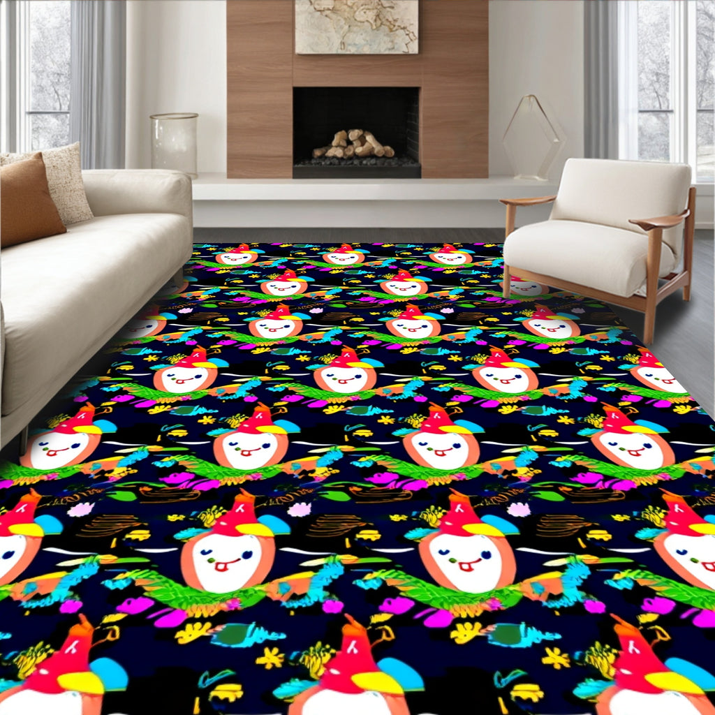 Whimsical Clown Face Garden Abstract Rug