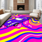 Vibrant Purple Car Swirl Background Rug