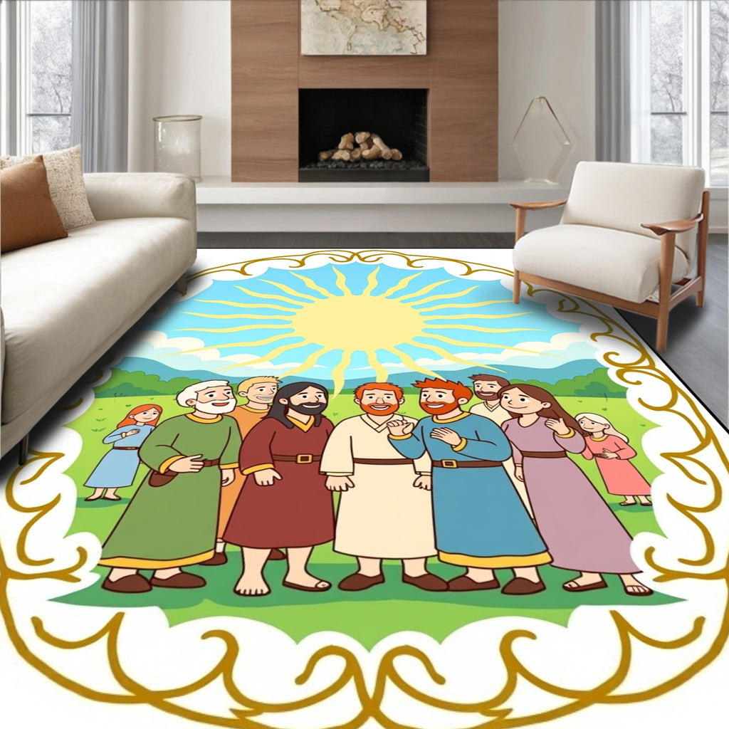 Golden Sun Community Friends Border Rug
