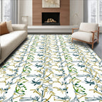Abstract Vertical Botanical Swirls Multi-color Rug
