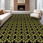 Yellow Black Geometric Rhythmic Lattice Rug