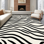 Classic Black White Zebra Waves Rug