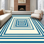 Ocean Blue Concentric Squares Rug