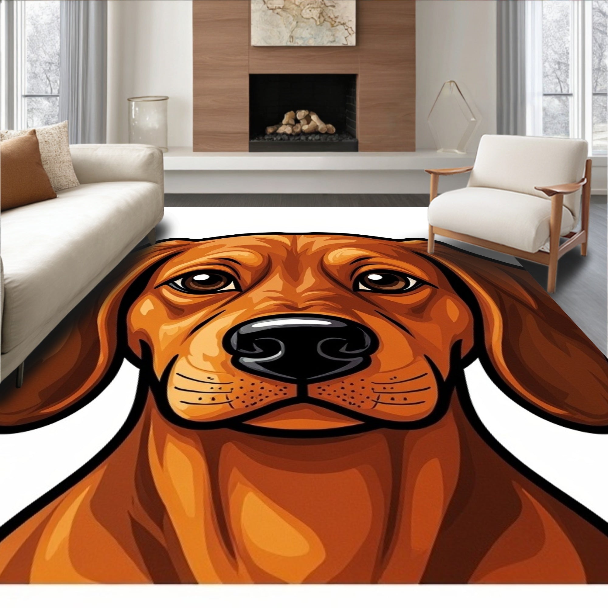 Friendly Brown Dog Expressive Eyes Rug