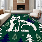 White Cat Forest Scene Rug