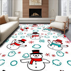 Merry Snowmen Red Hat Scarf Rug
