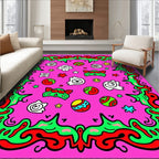 Whimsical Pink Faces Circus Balls Rug