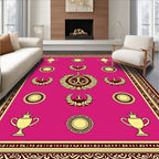 Crimson Laurel Award Trophy Medallion Rug