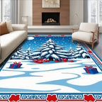Winter Forest Snowfall Present Scene Rug